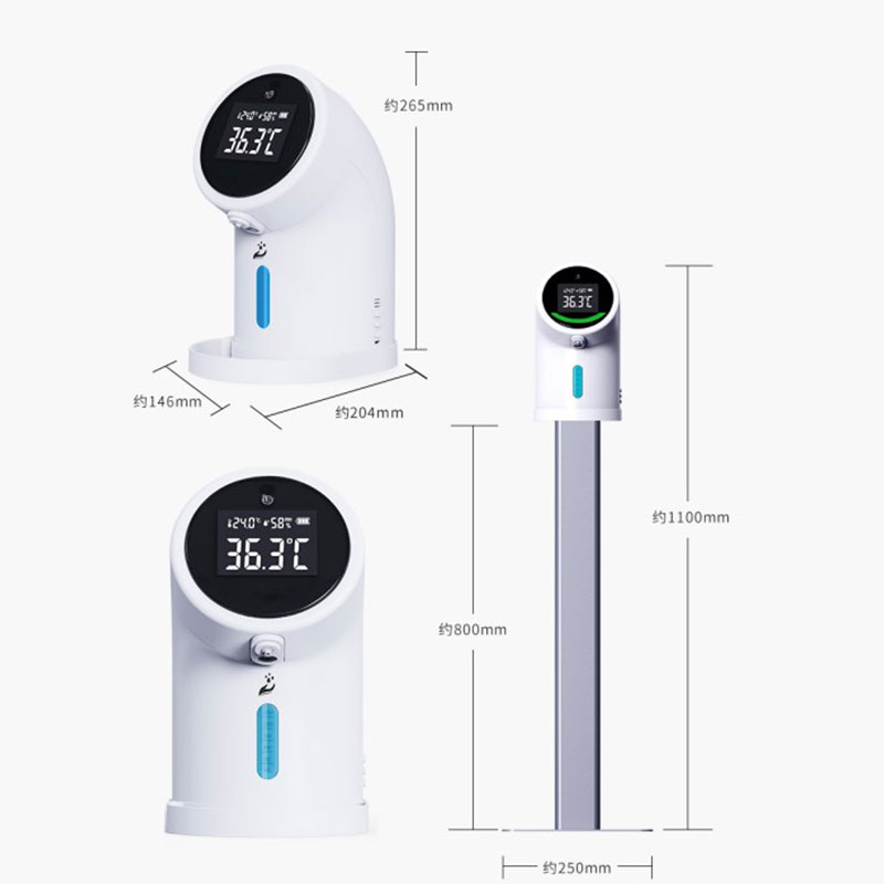 Dezinfectant pentru mâini cu dozator automat, cu termometru IR pentru încheietura mâinii